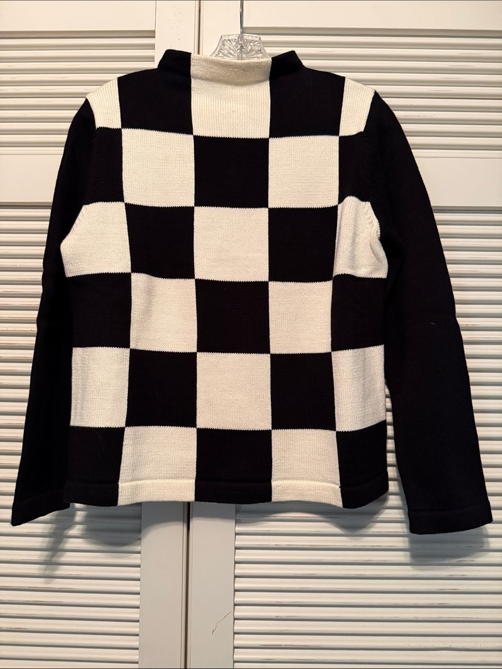 JONES NEW YORK Sport Petite Checkerboard Sweater - Black & White